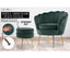 La Bella Shell Scallop Green Armchair Accent Chair Velvet + Round Ottoman Footstool