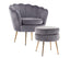La Bella Shell Scallop Grey Armchair Accent Chair Velvet + Round Ottoman Footstool