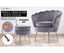 La Bella Shell Scallop Grey Armchair Accent Chair Velvet + Round Ottoman Footstool