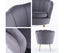 La Bella Shell Scallop Grey Armchair Accent Chair Velvet + Round Ottoman Footstool