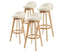 La Bella 4 Set 72cm Beige Wooden Bar Stool Leila Fabric