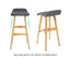 La Bella 4 Set 74cm Grey Wooden Bar Stool Sophia Fabric