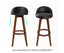 La Bella 4 Set 72cm Black Brown Wooden Bar Stool Leila Leather