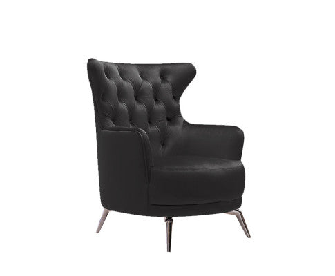 Grand Tufted Lounge - Black Velvet - Silver Legs