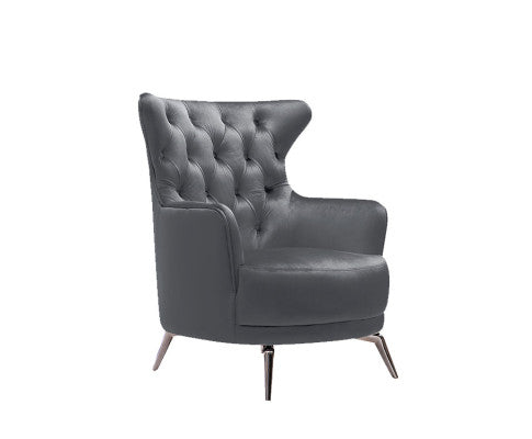 Grand Tufted Lounge - Dark Grey Velvet - Silver Legs