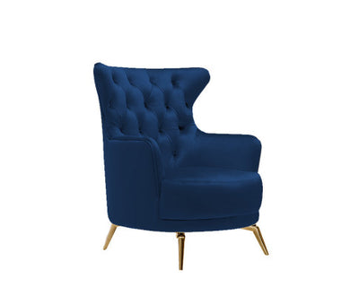 Grand Tufted Lounge - Blue Velvet - Gold Legs