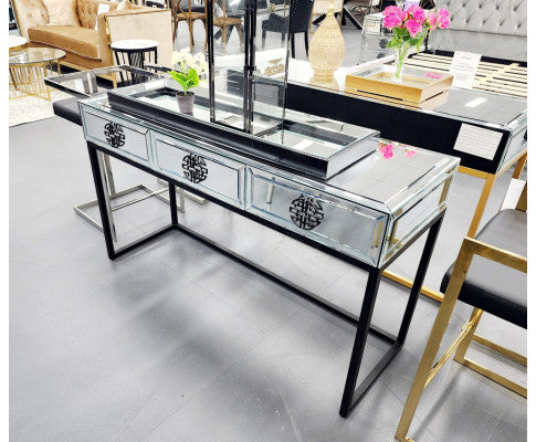 Athens Mirrored Console Table -Black