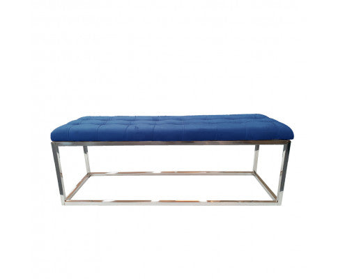 Holly Silver / Blue Ottoman