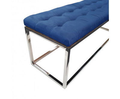 Holly Silver / Blue Ottoman