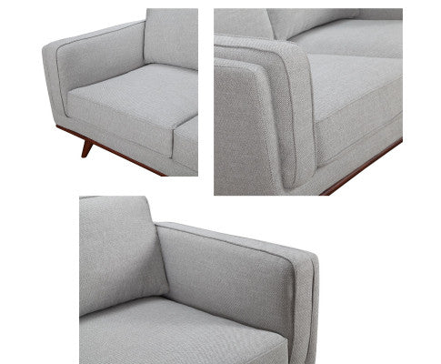 Petalsoft 3 Seater Sofa Fabric Uplholstered Lounge Couch - Grey