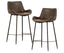 Brando Set of 2 PU Leather Upholstered Bar Chair Metal Leg Stool - Brown