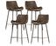 Brando Set of 4 PU Leather Upholstered Bar Chair Metal Leg Stool - Brown