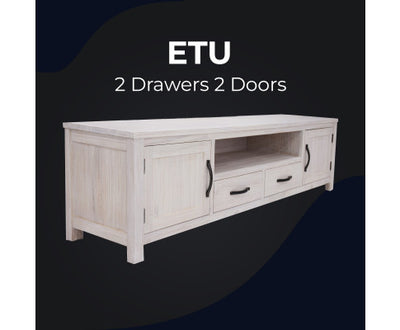 Foxglove ETU Entertainment TV Unit 216cm 2 Drawer 2 Door Mt Ash Wood - White