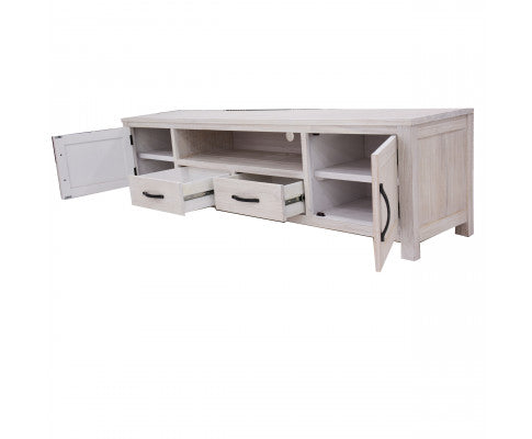 Foxglove ETU Entertainment TV Unit 216cm 2 Drawer 2 Door Mt Ash Wood - White