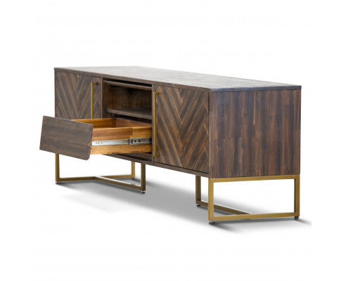 Tuberose ETU Entertainment TV Unit 180cm 2 Door Solid Acacia Timber - Brown