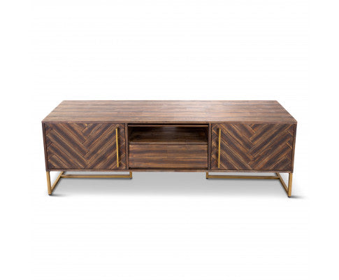 Tuberose ETU Entertainment TV Unit 180cm 2 Door Solid Acacia Timber - Brown