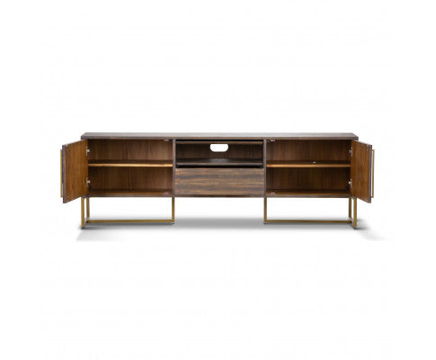 Tuberose ETU Entertainment TV Unit 180cm 2 Door Solid Acacia Timber - Brown