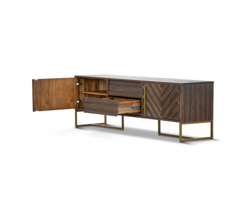 Tuberose ETU Entertainment TV Unit 180cm 2 Door Solid Acacia Timber - Brown