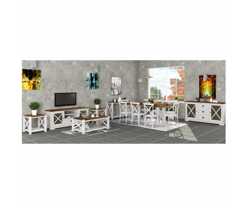 Erica ETU Entertainment TV Unit 160cm Solid Acacia Wood Hampton Brown White