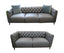 Luxe 2pc Genuine Forli Leather Sofa Set 2.5-3.5 Seater Lounge Couch -Dark Grey