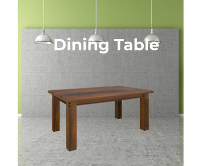 Umber Dining Table 180cm Solid Pine Wood Home Dinner Furniture - Dark Brown