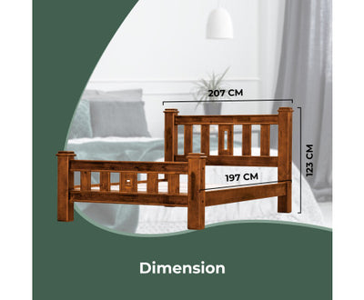 Umber Bed Frame King Size Mattress Base Solid Pine Timber Wood - Dark Brown