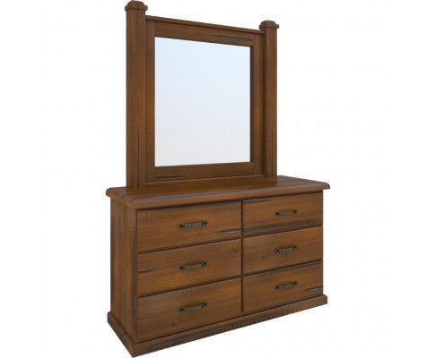 Umber Dresser Mirror 7 Chest of Drawers Solid Wood Storage Cabinet - Dark Brown