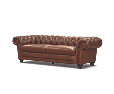 Sonny 3 Seater Genuine Leather Sofa Chestfield Lounge Couch - Butterscotch