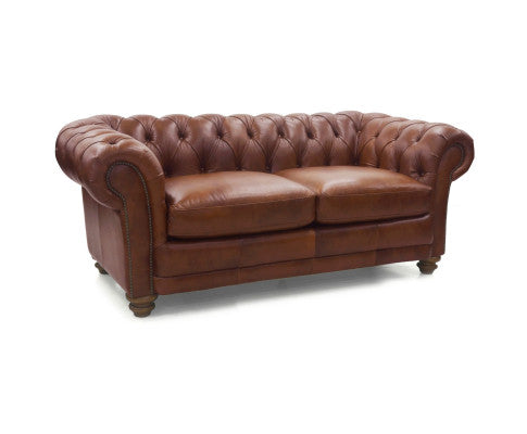 Sonny 2.5 Seater Genuine Leather Sofa Chestfield Lounge Couch - Butterscotch