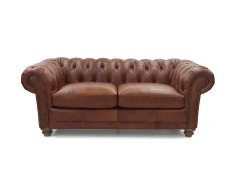 Sonny 2.5 Seater Genuine Leather Sofa Chestfield Lounge Couch - Butterscotch