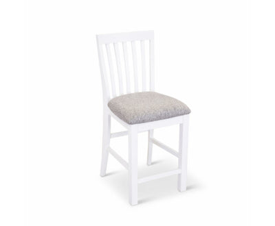 Laelia Tall Bar Chair Stool Set of 2 Solid Acacia Wood Coastal Furniture - White