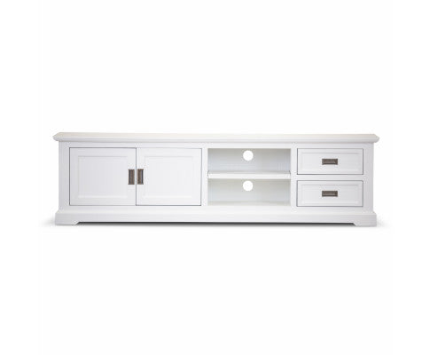 Laelia ETU Entertainment TV Unit 220cm 2 Door Solid Acacia Wood Coastal - White