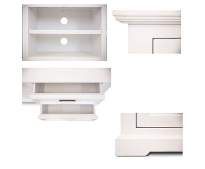 Laelia ETU Entertainment TV Unit 220cm 2 Door Solid Acacia Wood Coastal - White