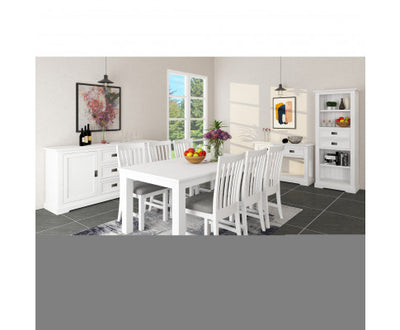 Laelia 9pc Dining Set 220cm Table 8 Chair Acacia Wood Coastal Furniture - White