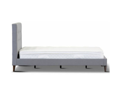 Volga Queen Bed Platform Frame Fabric Upholstered Mattress Base - Grey