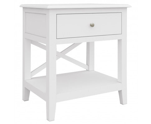 Daisy Side Table Desk Sofa End Table Solid Acacia Wood Hampton Furniture - White