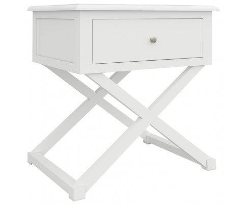 Daisy Side Table Desk Sofa End Table Solid Acacia Wood Hampton Furniture - White