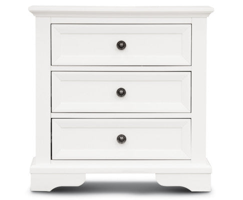 Celosia Bedside Table Set of 2pcs - 3 Drawers Storage Cabinet Nightstand - White