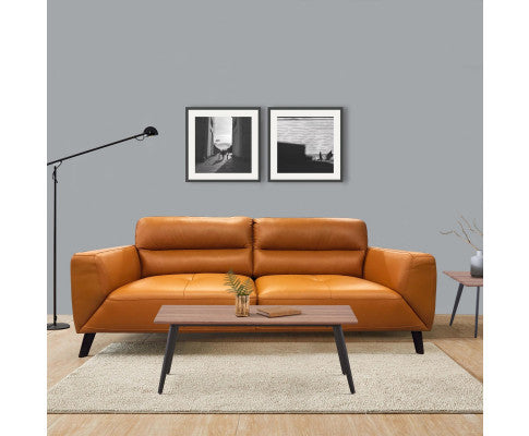 Downy Genuine Leather Sofa 2 Seater Upholstered Lounge Couch - Tangerine