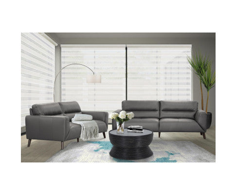 Downy Genuine Leather Sofa 2 Seater Upholstered Lounge Couch - Gunmetal