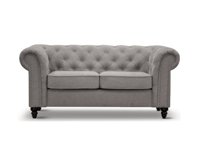 Mellowly 3 + 2 Seater Sofa Fabric Uplholstered Chesterfield Lounge Couch - Grey