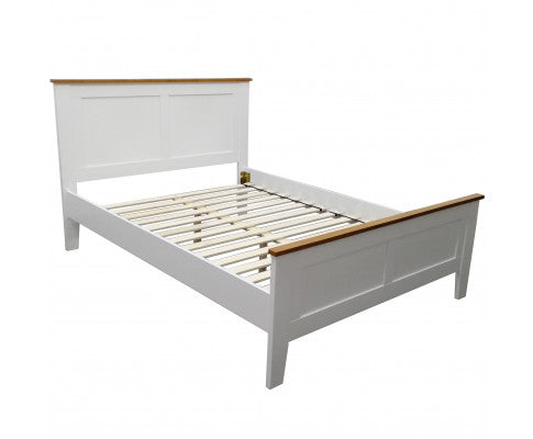 Lobelia Bed Frame Queen Size Mattress Base Solid Rubber Timber Wood - White