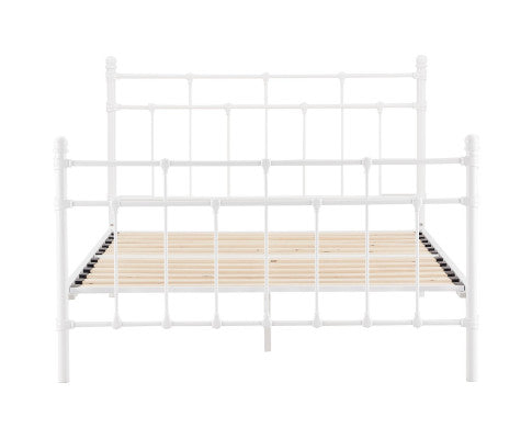 Gracy Double Bed Size Metal Frame Platform Mattress Base - White