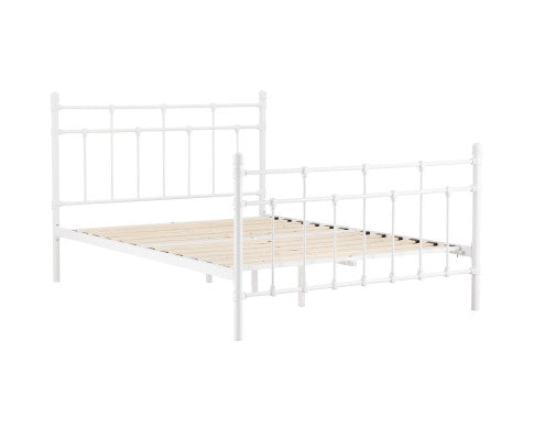 Gracy Double Bed Size Metal Frame Platform Mattress Base - White