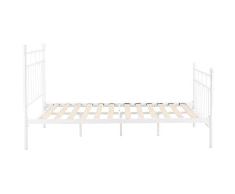 Gracy Double Bed Size Metal Frame Platform Mattress Base - White