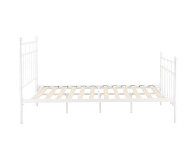 Gracy Double Bed Size Metal Frame Platform Mattress Base - White