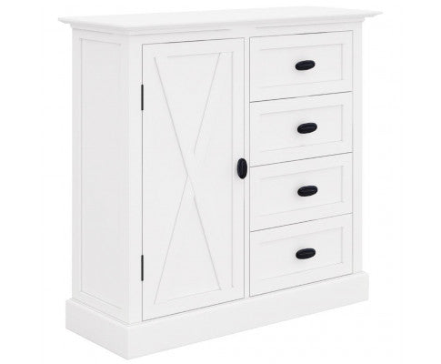 Beechworth Tallboy 4 Chest of Drawers Solid Pine Wood Storage Cabinet - White