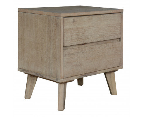 Abelia Bedside Nightstand 2 Drawers Storage Cabinet Shelf Side End Table - Brushed Smoke