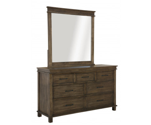 Lily Dresser Mirror 7 Chest of Drawers Tallboy Storage Cabinet - Rustic Grey