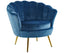 Bloomer Velvet Fabric Accent Sofa Love Chair Round Ottoman Set - Blue